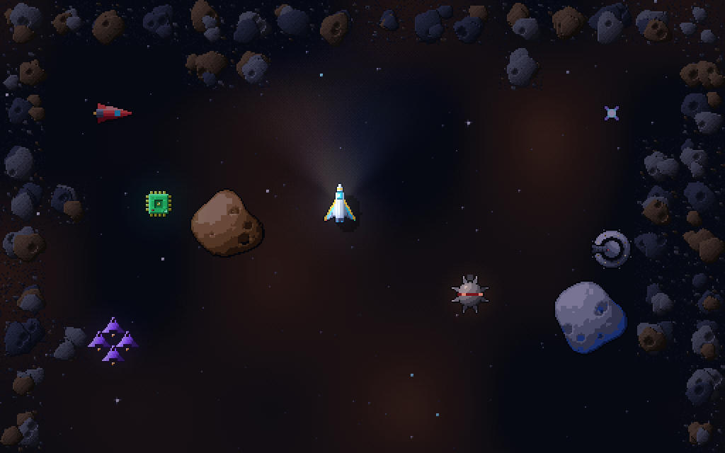 A sector of space with asteroids